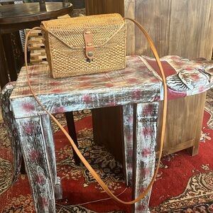 Woven Tan Crossbody Bag